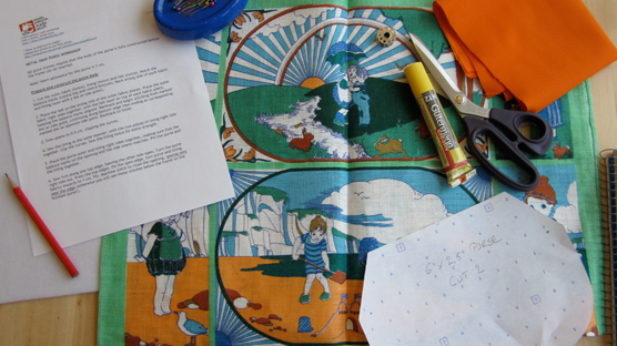 Lets get crafting! My vintage tea towel moments before it's transformation...