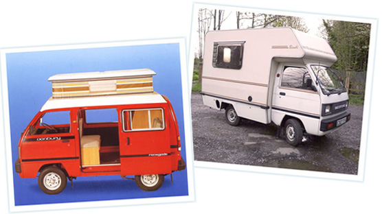 A pair of vintage Bedford mini vans for thrifting weekends away.