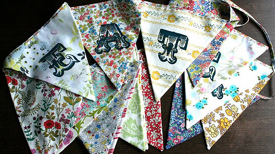 Hand printed bunting. Yippee!