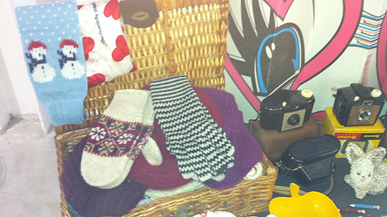 A wicker basket full of vintage hand knitted fun.