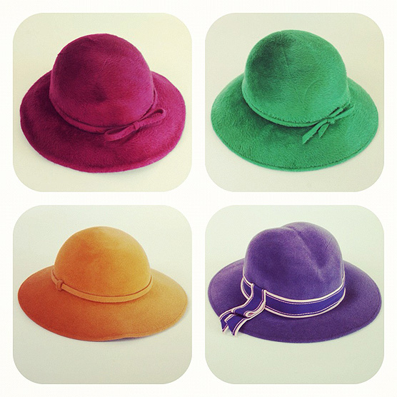 A lovely collection of pristine vintage felt hats! A lovely collection of pristine vintage felt hats!