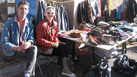 A jumble stall outside my local cafe one sunny Sunday.