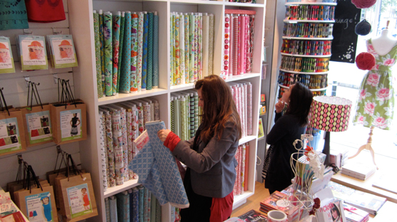 Choosing fabrics from the vast array of pretty colours and pretty patterns.