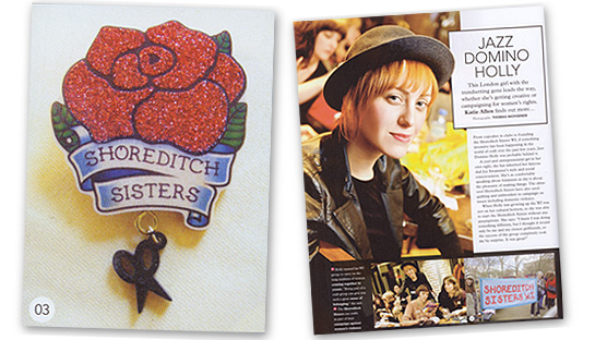 The talented Jazz Domino Holly and the rose brooch we designed for the Shoreditch Sisters WI