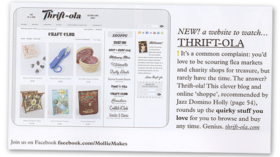 Thrift-ola in issue two of the hip new UK based craft zine Mollie Makes!
