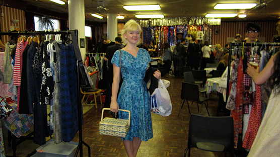Naomi Thompson from Vintage Secret at the Rock'n'Roll Jumble Sale.