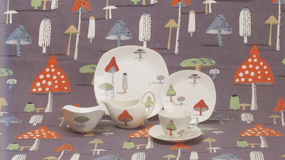 The 1956 Toadstools design adapted from a contemporary fabric.