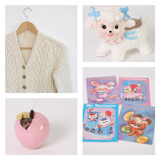 NEW IN: Aran cardigan, lamb planter, apple decoration, party invites.