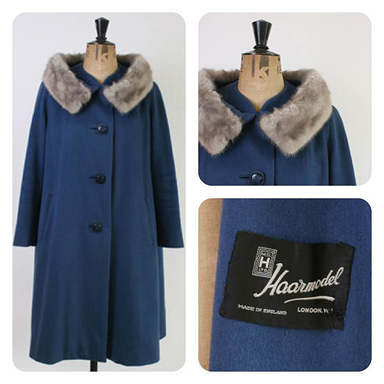 Sale! Darling 1950s coat with fur stand collar reduced from £65 to £25.