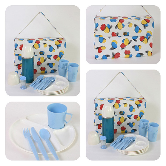 Sale! Colour pop 1970s picnic set & carry case reduced from £35 to £15.