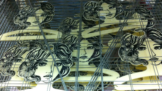 The first batch of Lola's drying on the printing rack.